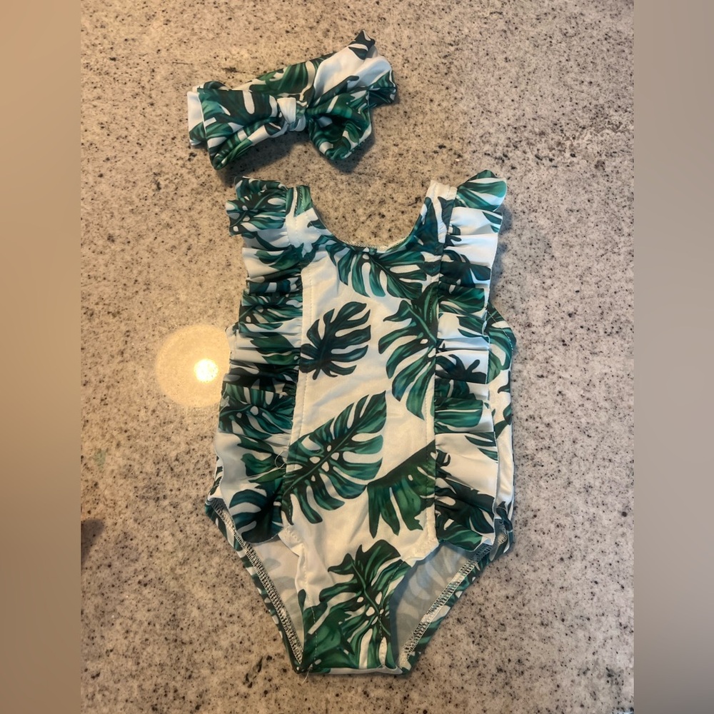 Baby girl swimsuit and headband